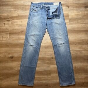 Diesel Larkee Jeans Men 34x34 Blue Straight Leg Stretch Denim Medium Wash 087AW